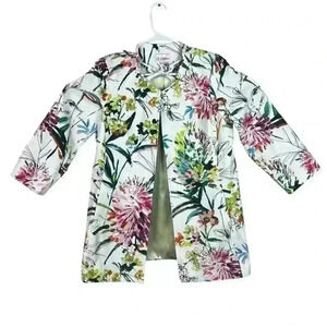 3 Sisters Blazer Jacket Long Sleeve Floral Print Front‎ Pockets Size Large